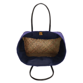 PE-Florence Hangara rieten strandtas blauw