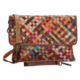 Multi colour Beagels lederen clutch/avondtasje