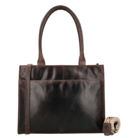 Hide & Stitches Next Navajo laptoptas donker bruin