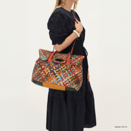 Multi colour lederen shopper