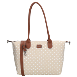 Charm London Buckingham handtas stippen wit taupe