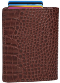Leather design safety wallet cognac