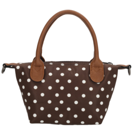 Charm London Buckingham handtas stippen wit op donkerbruin