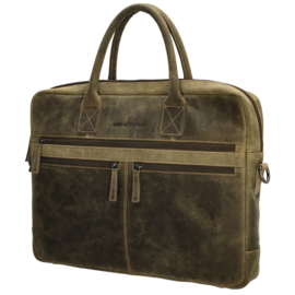 Hide & Stitches Idaho laptoptas olijf groen