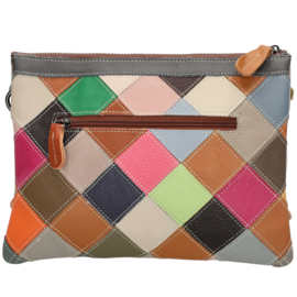 Multi colour lederen clutch/avondtasje