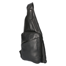 Leather Design crossbody/schouder/rugtas zwart
