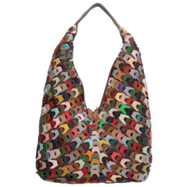 Multi colour lederen shopper