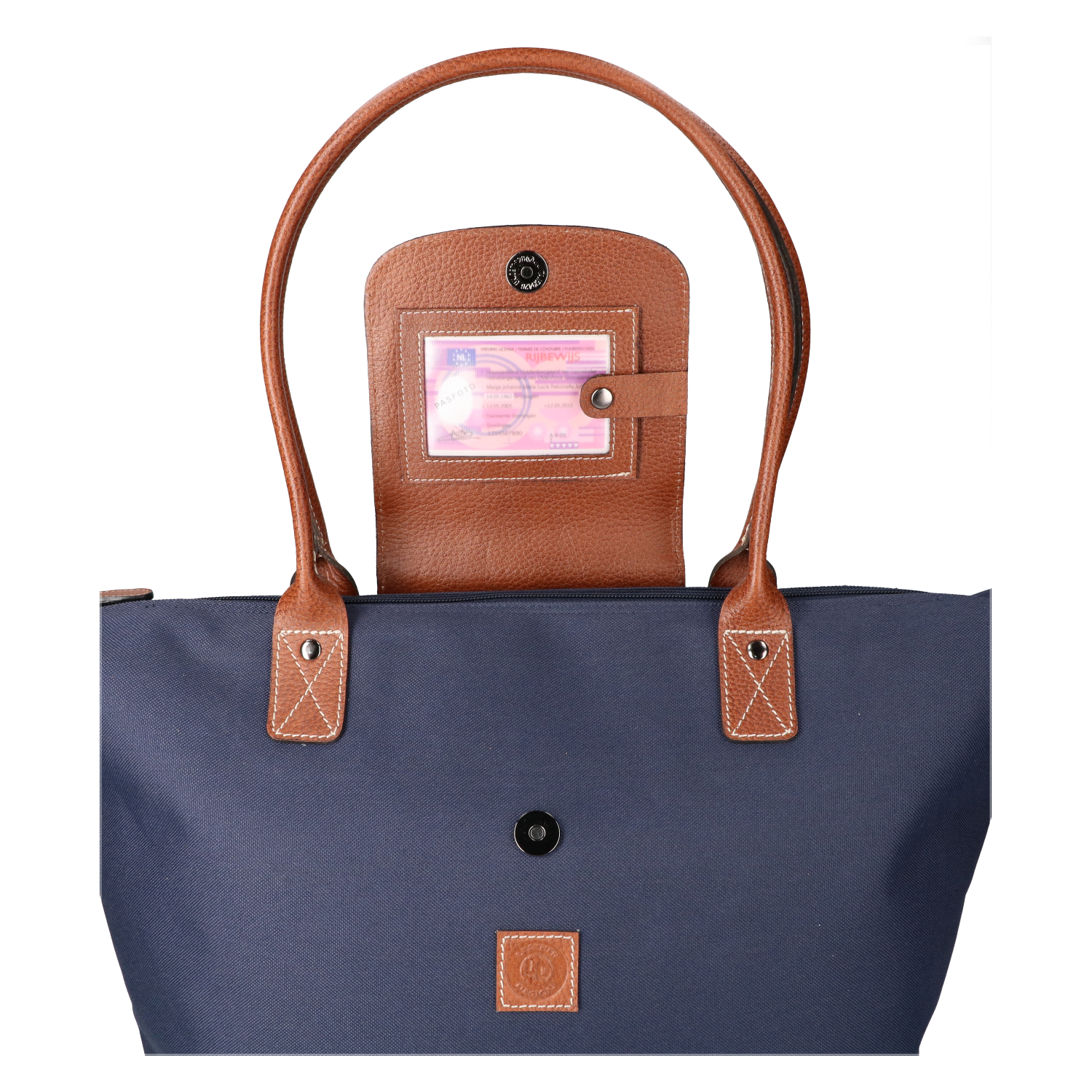 Leather Design coated canvas hand/schoudertas blauw