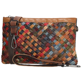Multi colour lederen clutch/avondtasje