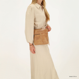 Hide & Stitches Porto lederen schoudertas taupe
