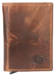 Leather design safety wallet cognac