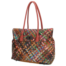Multi colour lederen shopper