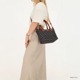 Charm London Buckingham handtas stippen wit op zwart