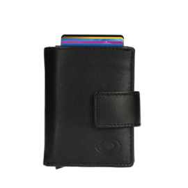 Leather design safety wallet zwart