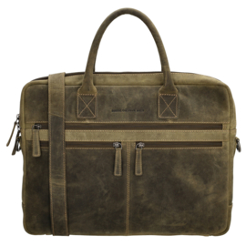Hide & Stitches Idaho laptoptas olijf groen
