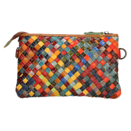 Multi colour lederen clutch/avondtasje