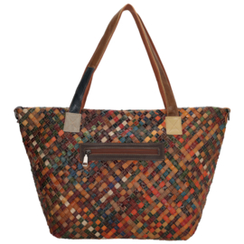Multi colour lederen shopper