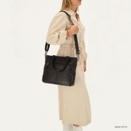 Hide & Stitches Porto lederen handtas zwart