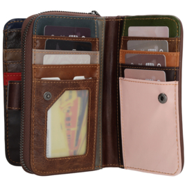 Multi colour lederen dames portemonnee