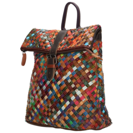 Lederen multi colour rugtas