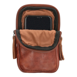 Hide & Stitches Paint Rock telefoontasje cognac