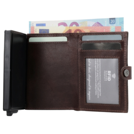 Hide & Stitches Porto safety wallet donker bruin