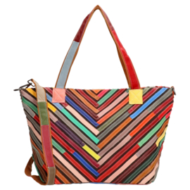 Multi colour lederen shopper Elisa