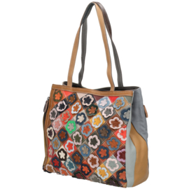 Multi colour lederen shopper