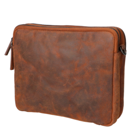 Leather Design zipper bag large hunter