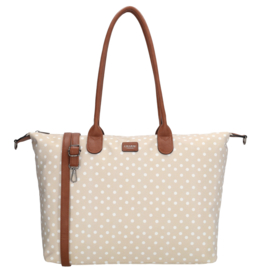 Charm London Buckingham handtas stippen wit taupe