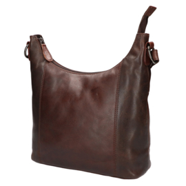 Leather Design schoudertas donker bruin