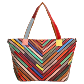 Multi colour lederen shopper Elisa