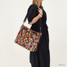 Multi colour lederen shopper