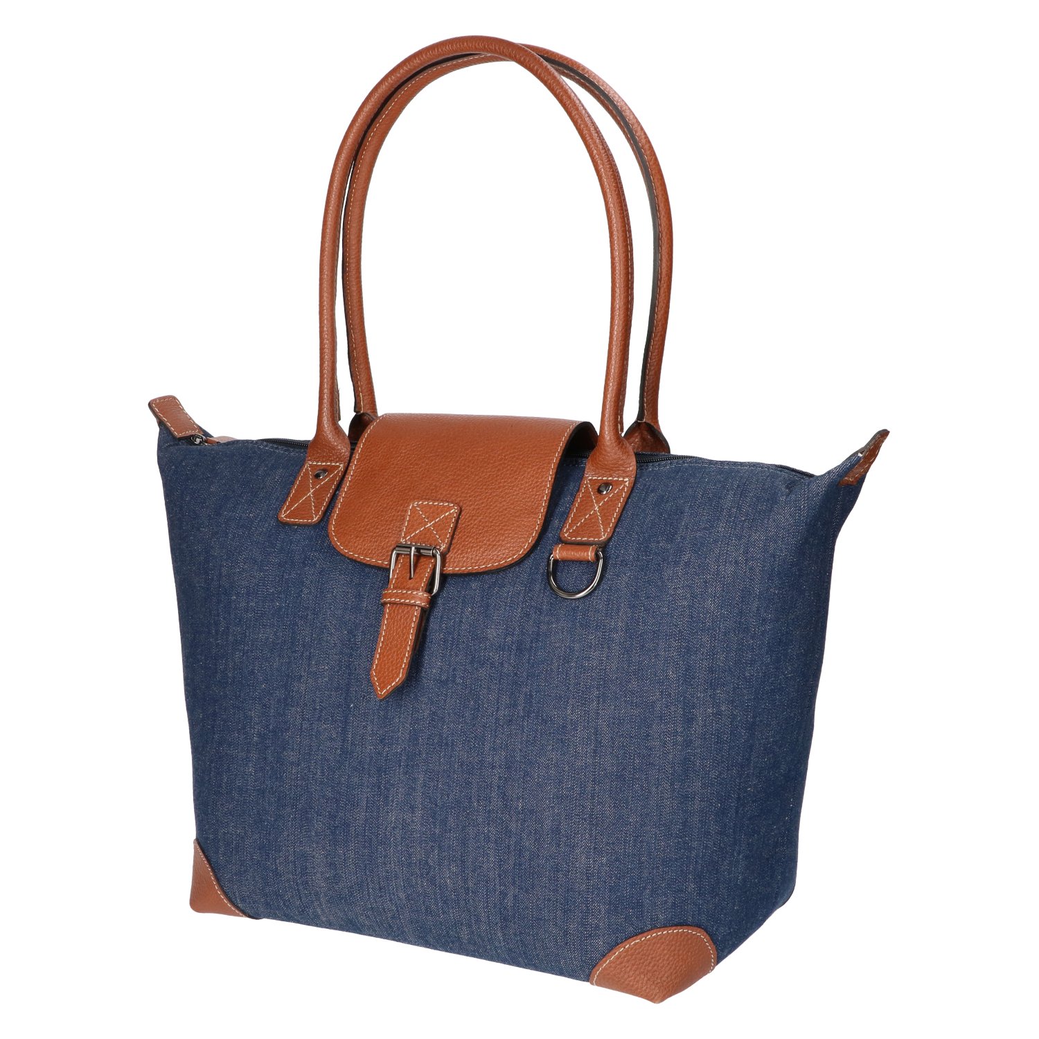 Leather Design coated canvas hand/schoudertas denim