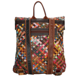 Lederen multi colour rugtas