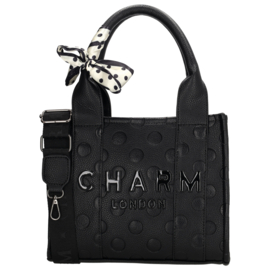 Charm London Avenue shopper zwart stippen