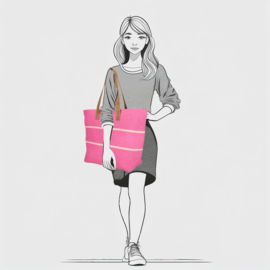 Enrico Benetti Capri rieten strandtas fuchsia