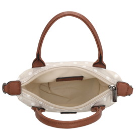 Charm London Buckingham handtas stippen wit op taupe