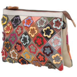 Multi colour lederen clutch/avondtasje