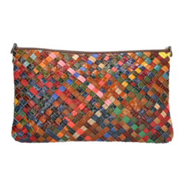 Multi colour lederen clutch/avondtasje