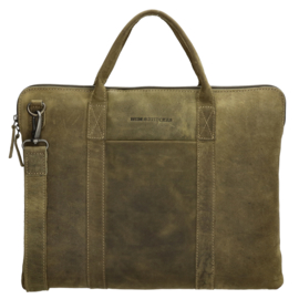 Hide & Stitches Idaho laptoptas olijf groen