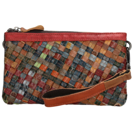Multi colour lederen clutch/avondtasje