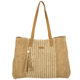 Enrico Benetti Capri rieten strandtas off-white