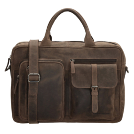 Hide & Stitches Idaho laptoptas donker bruin