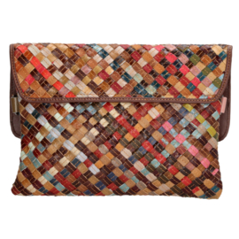 Multi colour Beagels lederen clutch/avondtasje