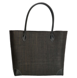 PE-Florence Solid Raffia strandtas zwart