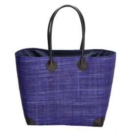 PE-Florence Hangara rieten strandtas blauw