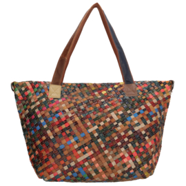Multi colour lederen shopper