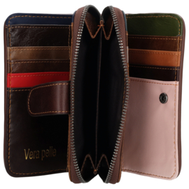 Multi colour lederen dames portemonnee