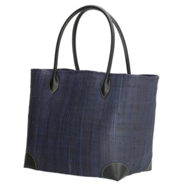 PE-Florence Solid Raffia strandtas blauw